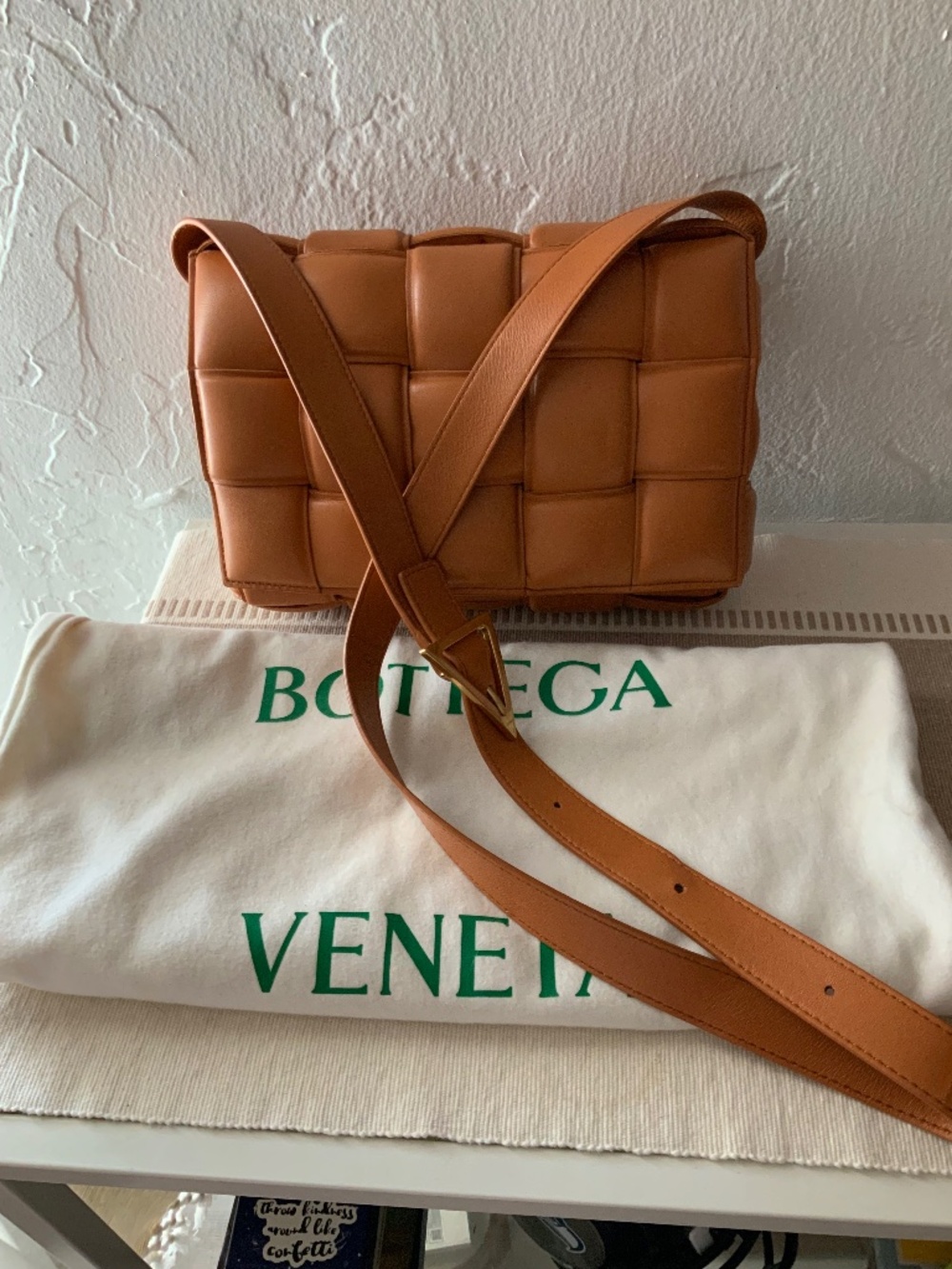 BOTTEGA VENETA Nappa Maxi Intreccio Padded Cassette Crossbody Bag Clay